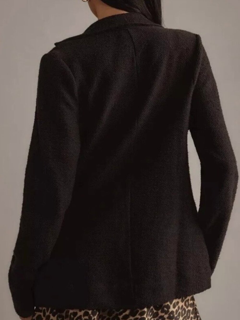 Anthropologie Maeve Coat Blazer Jacket Women's Long Sleeve Cotton, Black, XXS - Picture 2 of 10